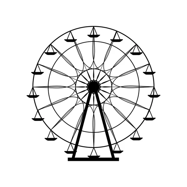 Silhouette de grande roue, cercle. Carnaval. Funfair background.Carrousel, motion. Illustration vectorielle . — Image vectorielle