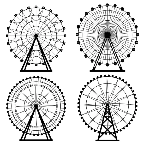 Silhouette de grande roue, cercle. Carnaval. Funfair background.Carrousel, motion. Illustration vectorielle . — Image vectorielle