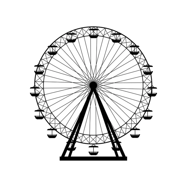 Silhouette ruota panoramica, cerchio. Carnevale. Sfondo di luna park. Giostra, movimento. Illustrazione vettoriale . — Vettoriale Stock