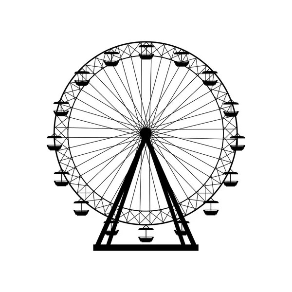 観覧車のシルエットが、サークル。カーニバル。遊園地の背景。カルーセル、モーション。ベクトル図. — ストックベクタ