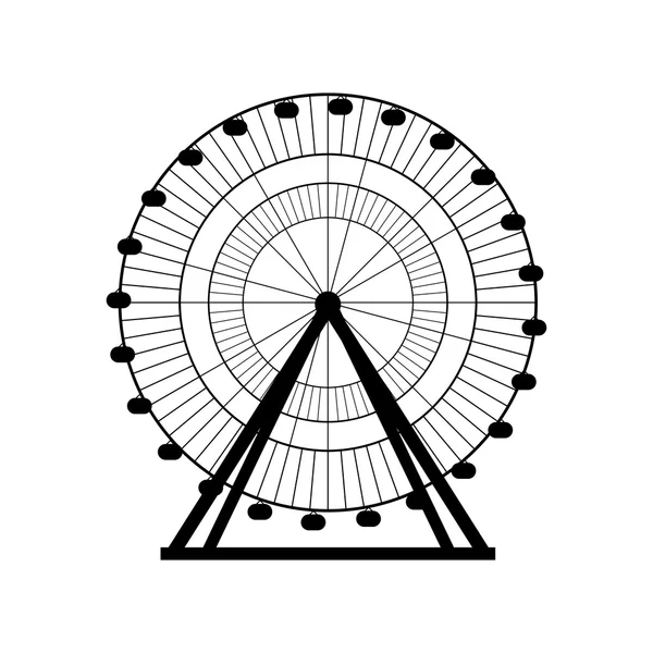 Silhouette de grande roue, cercle. Carnaval. Funfair background.Carrousel, motion. Illustration vectorielle . — Image vectorielle