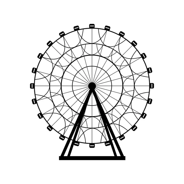 Dönme dolap siluet, daire. Karnaval. Lunapark arka plan. Carousel, hareket. Vektör çizim.