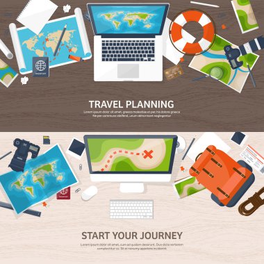 Seyahat ve Turizm. Düz stil. Dünya, earth harita. Küre. Gezi, Tur, yolculuk, yaz tatili. Seyahat, dünya çapında keşfetmek. Macera, sefer. Tablo, çalışma alanı. Gezgin. Gezinti veya rota