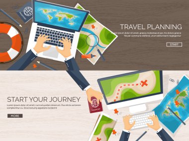 Seyahat ve Turizm. Düz stil. Dünya, earth harita. Küre. Gezi, Tur, yolculuk, yaz tatili. Seyahat, dünya çapında keşfetmek. Macera, sefer. Tablo, çalışma alanı. Gezgin. Gezinti veya rota