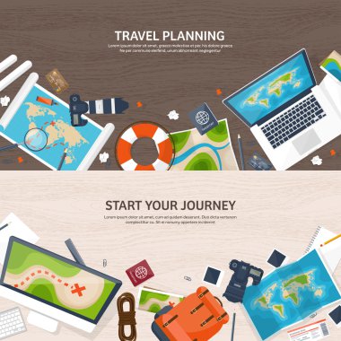 Seyahat ve Turizm. Düz stil. Dünya, earth harita. Küre. Gezi, Tur, yolculuk, yaz tatili. Seyahat, dünya çapında keşfetmek. Macera, sefer. Tablo, çalışma alanı. Gezgin. Gezinti veya rota