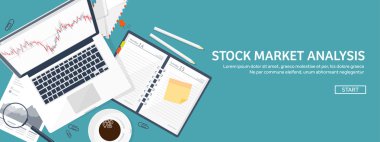 Vektör çizim. Düz arka plan. Piyasa ticaret. Ticaret platformu, hesap. Moneymaking, iş. Analiz. Yatırım.