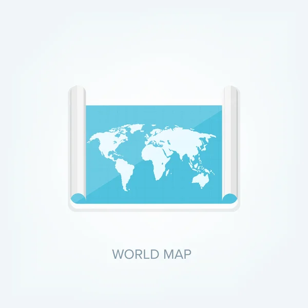 Mapa do mundo em estilo plano. Terra, globo. Navegação. Rota e destino. Ícone . — Vetor de Stock