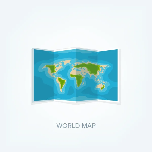 세계 지도는 평평 한 형태이다. 지구, 지구. 항행. 길 과목적지. 우상. — 스톡 벡터