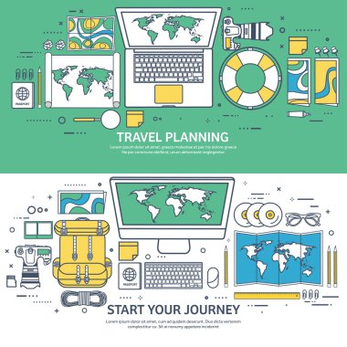 Seyahat ve Turizm. Düz stil. Dünya, earth harita. Küre. Gezi, Tur, yolculuk, yaz tatili. Seyahat, dünya çapında keşfetmek. Macera, sefer. Tablo, çalışma alanı. Gezgin. Gezinti veya rota