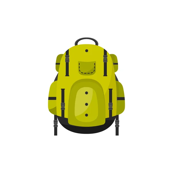 Mochila en un stzle plano. Ilustración vectorial. Bolso escolar.Viajes, camping o senderismo. Turismo. Equipaje . — Vector de stock