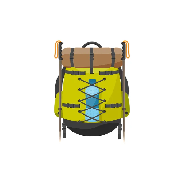 Sac à dos dans un stzle plat. Illustration vectorielle. Sac scolaire.Voyages, camping ou randonnée. Tourisme. Bagages . — Image vectorielle