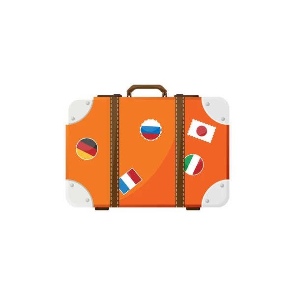 フラットスタイルのスーツケース。旅行バッグ。観光のためのトロリー。荷物ベクトル図. — ストックベクタ
