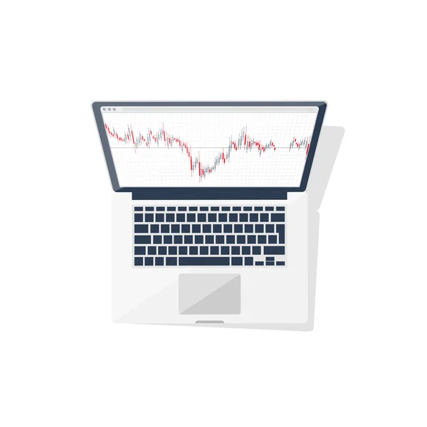 Comercio en línea. Forex. Estilo plano. Invertir en internet. Ilustración vectorial. Noticias del mercado . — Vector de stock