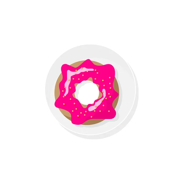 Donut in een vlakke stijl. Dessert, office voedsel. Bakkerij. Vectorillustratie. — Stockvector