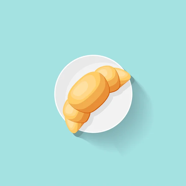 Croissant in een platte stijl. Voedsel. kantoor ontbijt. Vector illustratie. — Stockvector