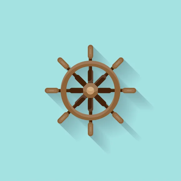 Volante de la nave en un estilo plano. Navegar, viajar. Velero, vacaciones en el mar. Ilustración vectorial . — Vector de stock