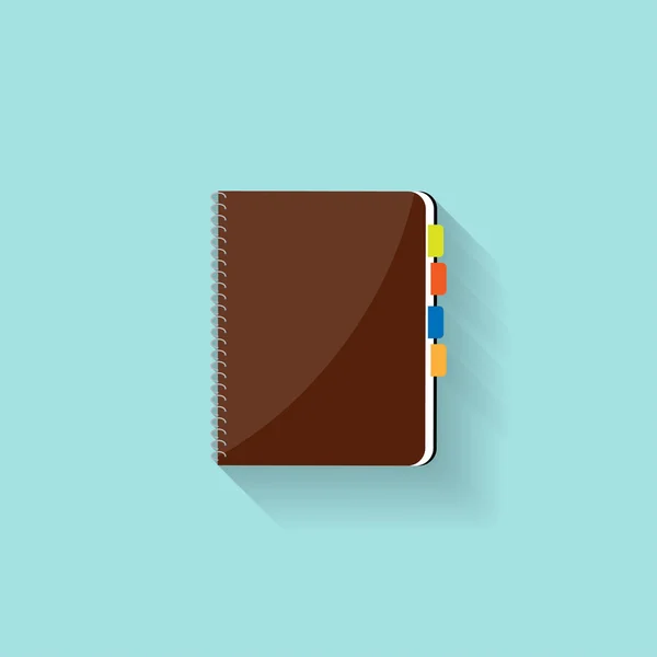 Cuaderno de notas en estilo plano. Recordatorio, diario. Planificador de negocios. Folleto. Papel. Ilustración vectorial . — Vector de stock