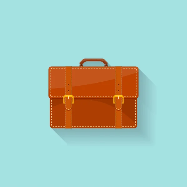 Az üzleti táskát sík stílusban. Bőrönde, táska dokumentumokhoz. Vektoros illusztráció. — Stock Vector