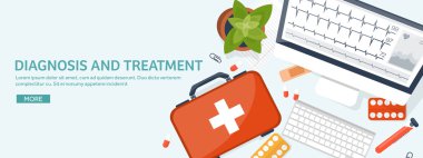 Tıbbi düz arka plan. Sağlık, ilk yardım, araştırma, kardiyoloji. Tıp, çalışma. Kimya Mühendisliği, eczane.