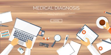 Vektör illüstrasyon. Düz tıbbi geçmiş. Sağlık, ilk yardım, araştırma, kardiyoloji. Tıp, çalışma. Kimya mühendisliği, eczacılık.