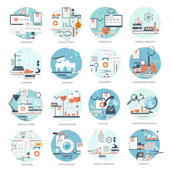 Ilustração vetorial. Antecedentes médicos. Cuidados de saúde, primeiros socorros, pesquisa, cardiologia. Medicina, estudo. Engenharia química, farmácia . —  Vetores de Stock