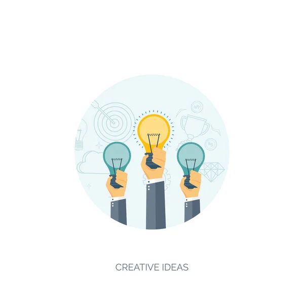 Vector illustratie. Platte achtergronden instellen. Nieuwe ideeën, slimme oplossingen. Zakelijke doelstellingen. Teamwork. Targeting. — Stockvector