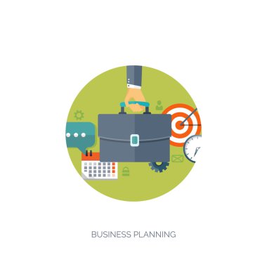 Vektör illüstrasyon. Düz iş geçmişi. Yönetim, idari planlama.