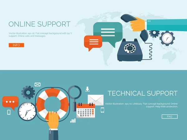 Support en ligne et concept de support technique — Image vectorielle