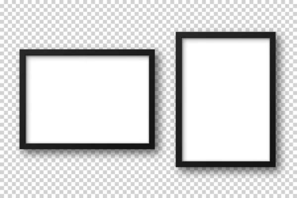Şeffaf arkaplanda izole edilmiş gerçekçi resim çerçevesi. Boş poster maketi. Boş fotoğraf çerçevesi. Vektör illüstrasyonu. — Stok Vektör