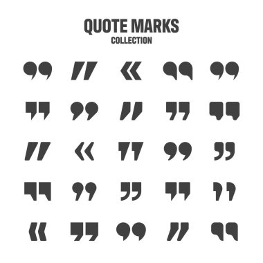 Quotation marks vector collection. Black quotes icon. Speech mark symbol. clipart