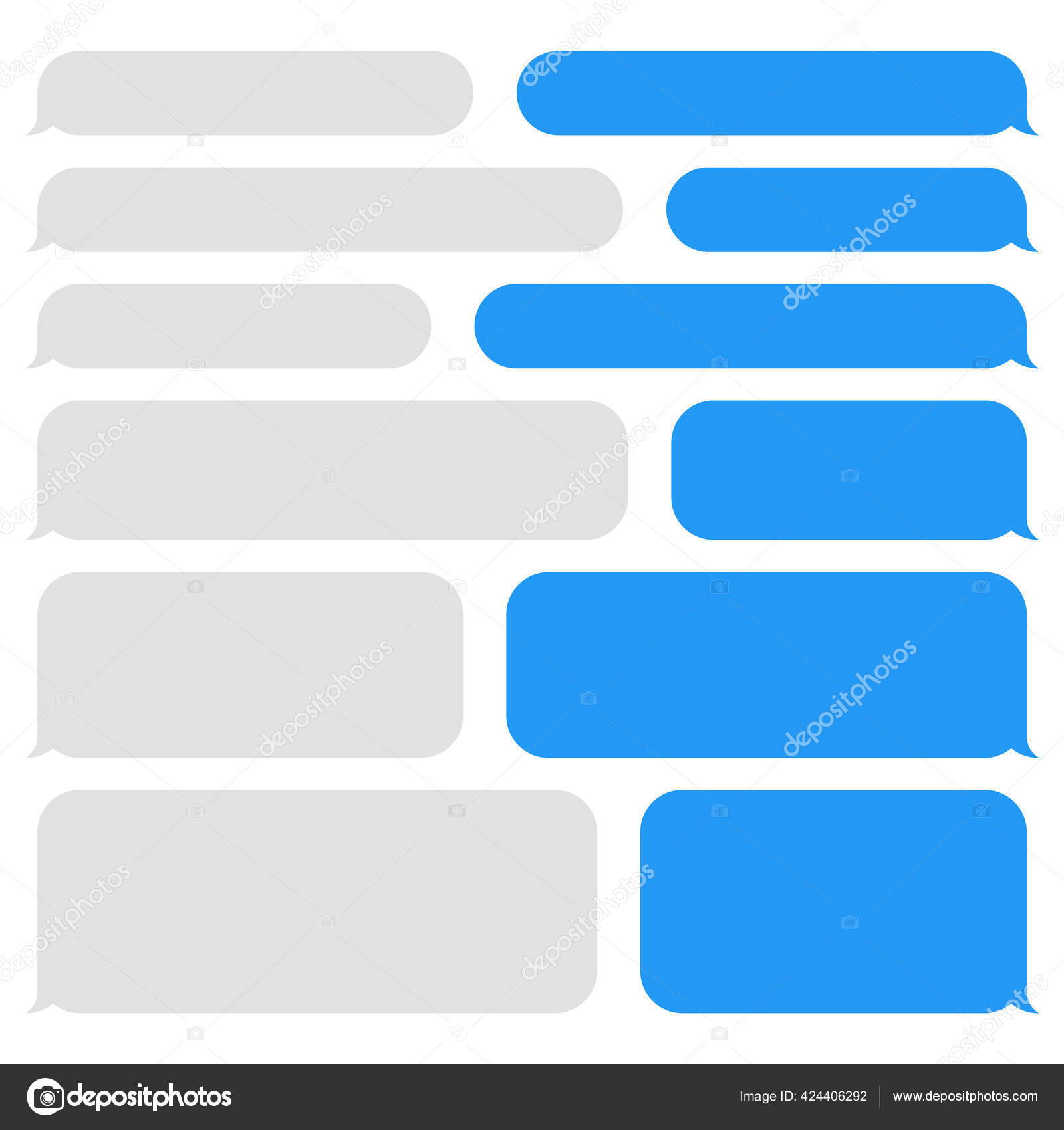 Bolhas de mensagem vetorial em branco. Bate-papo ou bolha de fala  mensageiro. Quadro de texto SMS. Enviando mensagens curtas. Vetor de  ©floral_set 424406292, image size:1600x1700
