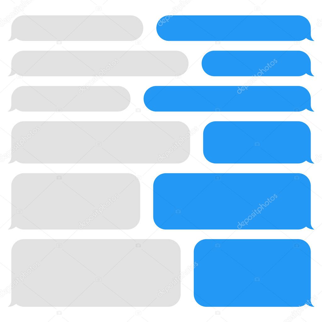 Blank vector message bubbles. Chat or messenger speech bubble. SMS text frame. Short message sending.