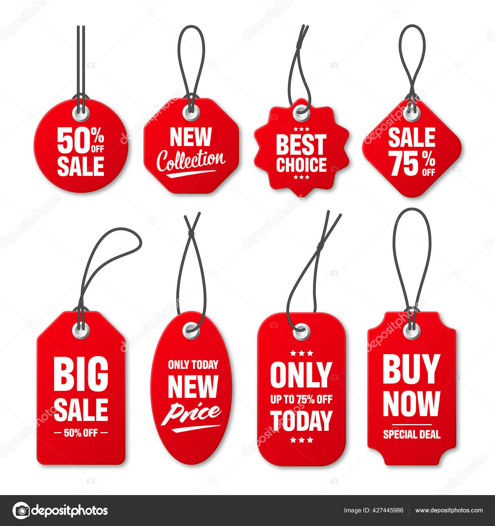 Realistic red price tags collection. Special offer or shopping