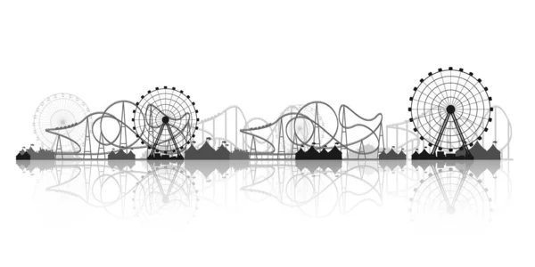 Riesenrad. Schausteller-Hintergrund. Zirkuspark. Achterbahn. Vektorillustration. — Stockvektor