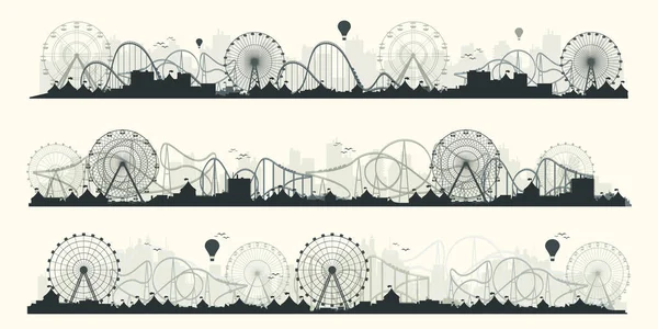 Grande roue. Fond de carnaval Funfair. Parc du cirque. Des montagnes russes. Illustration vectorielle. — Image vectorielle