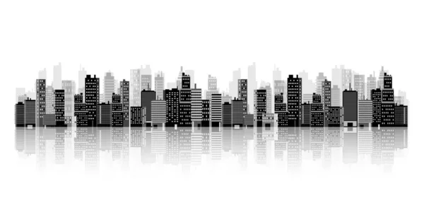 Ensemble de silhouettes de la ville. Paysage urbain. Skyline de la ville. Panorama. Midtown maisons gratte-ciel. Illustration vectorielle. — Image vectorielle