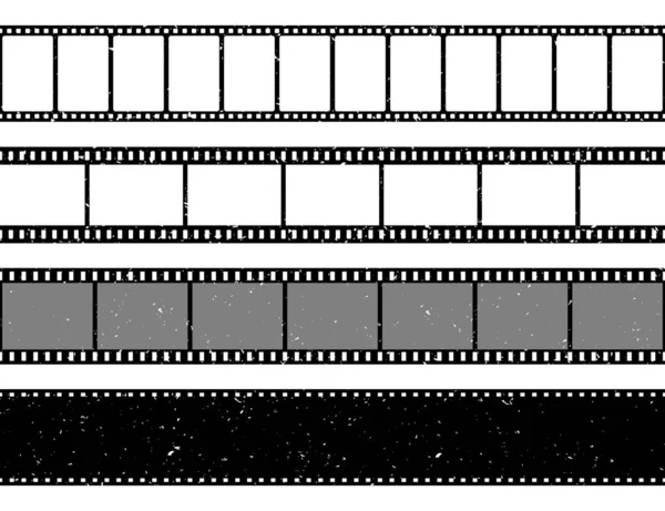 Grunge filmstrips collectie. Oude retro bioscoop filmstrip. Videorecorder. Vectorillustratie. — Stockvector