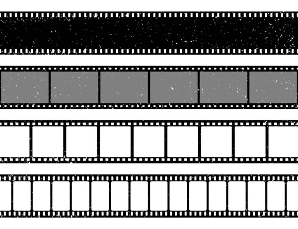 Grunge filmstrips collectie. Oude retro bioscoop filmstrip. Videorecorder. Vectorillustratie. — Stockvector