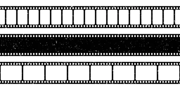 Película grunge tiras colección. Película de cine retro. Grabación de vídeo. Ilustración vectorial. — Vector de stock