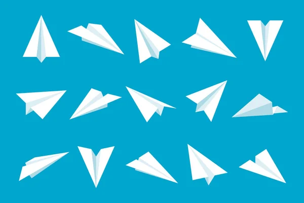 Realistická sbírka ručně vyráběných papírových letadel. Origami letadlo v plochém stylu. Vektorová ilustrace. — Stockový vektor