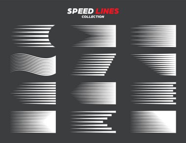 Komik hız çizgileri koleksiyonu. Vektör illüstrasyonu.