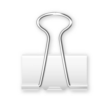 Beyaz arka planda izole edilmiş gerçekçi beyaz kağıt klasörü. Ataç, tutucu. Tasarım modeli. Vektör illüstrasyonu.