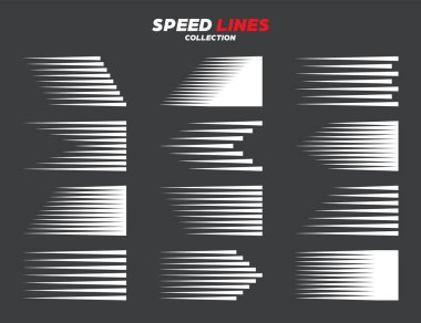 Komik hız çizgileri koleksiyonu. Vektör illüstrasyonu.