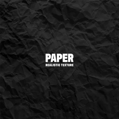 Siyah buruşmuş kağıt dokusu deseni. Sert ve eski bir boşluk. Vektör soyut arkaplanı.