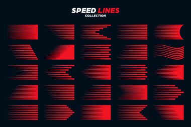 Kırmızı çizgi roman tabelaları koleksiyonu. Tasarımınız için hareket öğeleri. Vektör illüstrasyonu.