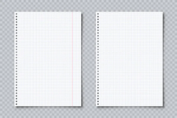 Реалистичные чистые подкладки бумажных листов в формате А4 на прозрачном фоне. Страница с записной книгой, документ. Дизайн шаблон или макет. Векторная иллюстрация. — стоковый вектор