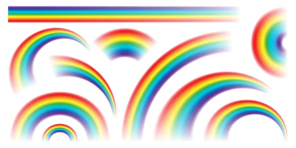 Colorida colección de arco iris realista aislado sobre fondo blanco. Ilustración vectorial. — Archivo Imágenes Vectoriales