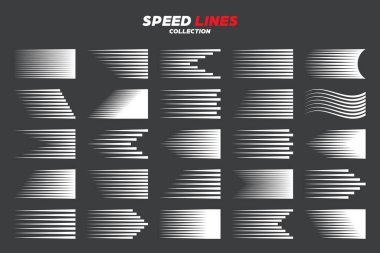 Komik hız çizgileri koleksiyonu. Vektör illüstrasyonu.