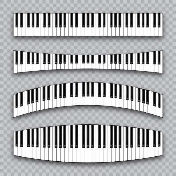 Collezione realistica di tasti per pianoforte. Tastiera di strumento musicale su sfondo a scacchi. Illustrazione vettoriale. — Vettoriale Stock