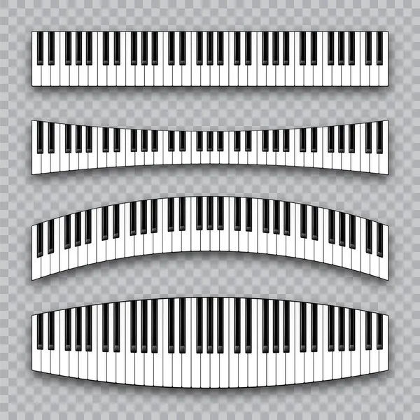 Coleção de teclas de piano realista. Teclado de instrumento musical em fundo quadriculado. Ilustração vetorial. — Vetor de Stock